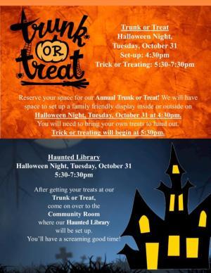 Trunk or Treat and Haunted Library